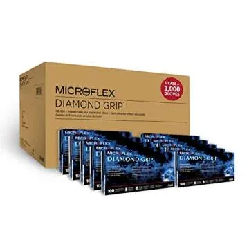 Microflex MF-300-M Diamond Grip Exam Gloves, PF Latex, Textured Fingers, Medium, 100 per Box, 10 Box...