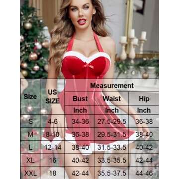 Avidlove Christmas Dress Corset Halter Mini Dress Sexy Santa Dress Claus Costume Christmas Lingerie(Red,Small)