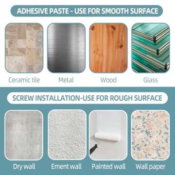 8 PCS Adhesive Curtain Rod Brackets, No Drilling Curtain Rod Holders for Max 1.3in Rods, 18lbs Retro Color Curtain Rod Hangers for Bathroom, Living Room, Kitchen