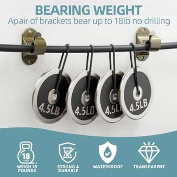 8 PCS Adhesive Curtain Rod Brackets, No Drilling Curtain Rod Holders for Max 1.3in Rods, 18lbs Retro Color Curtain Rod Hangers for Bathroom, Living Room, Kitchen