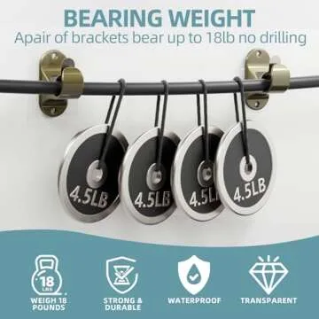 8 PCS Adhesive Curtain Rod Brackets, No Drilling Curtain Rod Holders for Max 1.3in Rods, 18lbs Retro Color Curtain Rod Hangers for Bathroom, Living Room, Kitchen