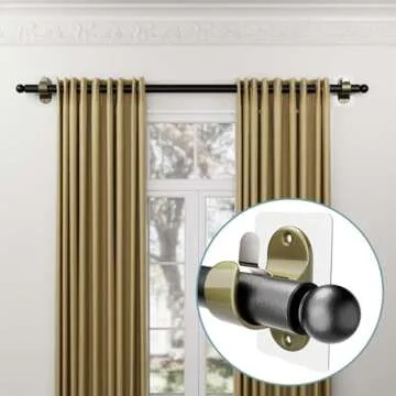 8 PCS Adhesive Curtain Rod Brackets, No Drilling Curtain Rod Holders for Max 1.3in Rods, 18lbs Retro Color Curtain Rod Hangers for Bathroom, Living Room, Kitchen