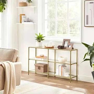VASAGLE Elegant Console Table with Glass Shelves