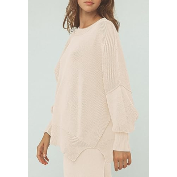 Pink Queen Women's 2 Piece Outfits Sweater Sets Knit Pullover Tops And Wide Leg Pants Loose Tracksuit Lounge Set