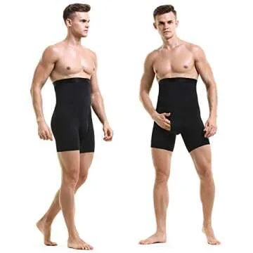 Ouruikia Men's Tummy Control Shapewear High Waist Body Shaper Slimming Underwear Shorts Belly Girdle Boxer Briefs with Fly