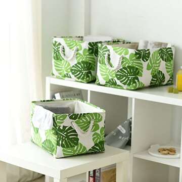 Tegance Storage Baskets Bins for Organizing, Foldable Sturdy Fabric Basket W/Handles, Large Rectangular Decorative Storage Basket for Shelves Nursery Closet Toy Blanket (3 Pack 15.7x11.8x8.3)…