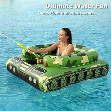 Inflatable Tank Pool Floats Adults - Jasonwell Kids Pool Floaties Swimming Pool Tank with Water Cann...