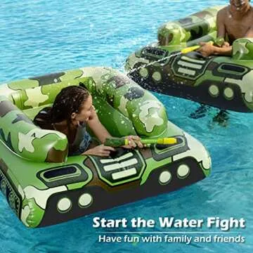 Inflatable Tank Pool Floats Adults - Jasonwell Kids Pool Floaties Swimming Pool Tank with Water Cannon Gun Swim Floaty Rafts Lake Beach Party Pool Toys for Boys Girls Kids Adults
