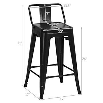 COSTWAY Metal Bar Stools Set of 4, Stylish Durable Seating