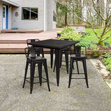 COSTWAY Metal Bar Stools Set of 4, Stylish Durable Seating