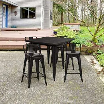 COSTWAY Metal Bar Stools Set of 4, Stylish Durable Seating