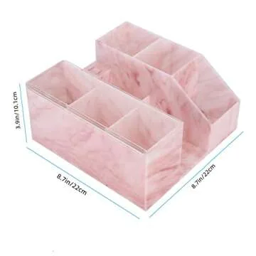 Eyelash Beauty Organizer, Acrylic Eyelash Grafting Tool Storage Beauty Tool W/Tweezers Holder Display Boxes for Home Eyelash Salon (Marble Pink)