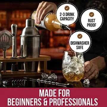 Cresimo 12-PC Cocktail Shaker Set with Bamboo Stand