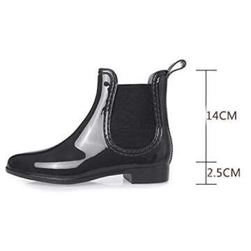 SAGUARO Womens Wellington Ankle Boots Ladies Wellies Rain Boots Chelsea Shoes, Black 7.5