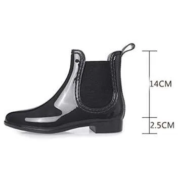 SAGUARO Womens Wellington Ankle Boots Ladies Wellies Rain Boots Chelsea Shoes, Black 7.5