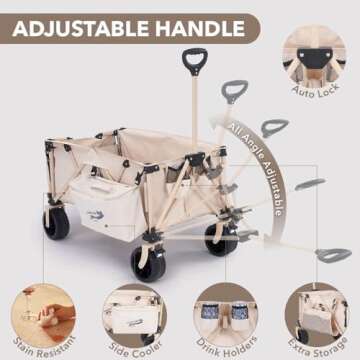 Heavy Duty 200L Collapsible Beach Wagon with Big Wheels