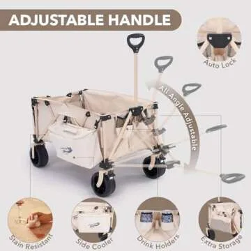 Heavy Duty 200L Collapsible Beach Wagon with Big Wheels