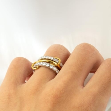 HOLINSE Chunky Gold Rings Set for Elegant Women