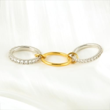 HOLINSE Chunky Gold Rings Set for Elegant Women