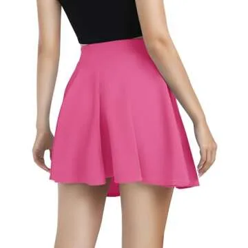 Urban CoCo Women's Basic Versatile Stretchy Flared Casual Mini Skater Skirt (XS, Rose)