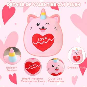 Finebee Cat Plush Lovely Unicorn Cat Stuffed Animal Toy Soft Kitty Plush Pillows Cartoon Cat Plushie...