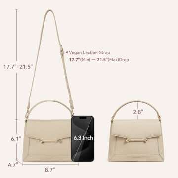 BOSTANTEN Small Crossbody bags for Women Trendy Top Handle Shoulder Purse Vegan Leather Handbags with Flap Apricot