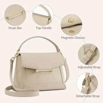 BOSTANTEN Small Crossbody bags for Women Trendy Top Handle Shoulder Purse Vegan Leather Handbags with Flap Apricot