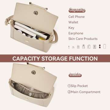 BOSTANTEN Small Crossbody bags for Women Trendy Top Handle Shoulder Purse Vegan Leather Handbags with Flap Apricot