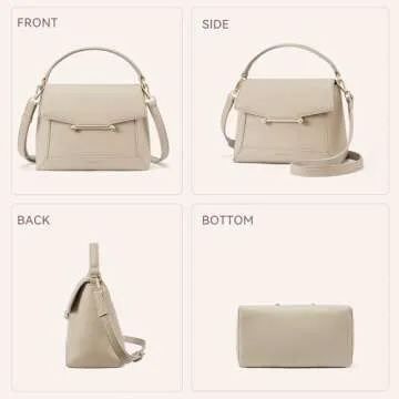 BOSTANTEN Small Crossbody bags for Women Trendy Top Handle Shoulder Purse Vegan Leather Handbags with Flap Apricot