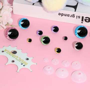 MUCUNNIA 160 pcs Safety Eyes for Crocheting 12-35mm 3D Moon Safety Eyes and Noses for Amigurumi with Washers Large Plastic Crochet Eyes Doll Craft Eyes for Plush Stuffed Animals Toy Making Supplies