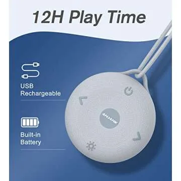 Portable White Noise Machine for Baby Sleeping | 8 Night Lights | 17 Soothing Sounds | USB Rechargeable | Safe Clip Easy Hanging & Child Lock | Compact and Lightweight for On-The-Go & Travel, Kids
