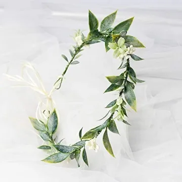 DDazzling Floral Crown Green Leaf Headband for Women Girls
