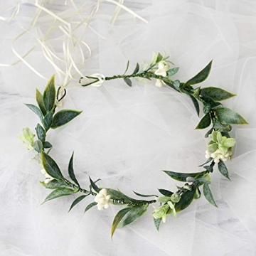 DDazzling Floral Crown Green Leaf Headband for Women Girls