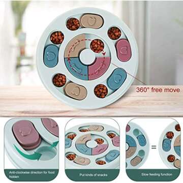 FUYM Dog Puzzle Slow Feeder Toy,Puppy Treat Dispenser Slow Feeder Bowl Dog Toy,Dog Brain Games Feeder with Non-Slip, Improve IQ Puzzle Bowl for Puppy (Pink)