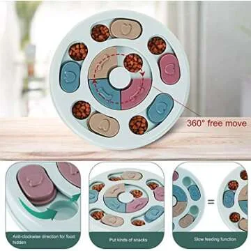 FUYM Dog Puzzle Slow Feeder Toy,Puppy Treat Dispenser Slow Feeder Bowl Dog Toy,Dog Brain Games Feeder with Non-Slip, Improve IQ Puzzle Bowl for Puppy (Pink)