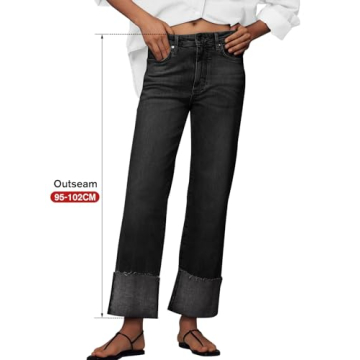 KUNMI Women's Trendy High Waist Stretchy Wide Leg Jeans for Fall 2025