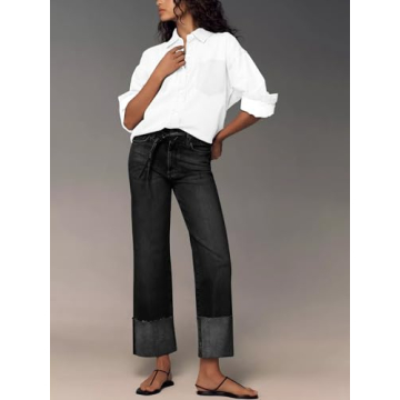 KUNMI Women's Wide Leg Stretchy High Waist Jeans