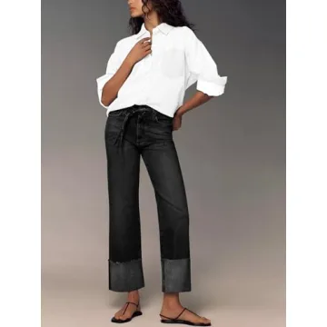 KUNMI Women's Wide Leg Stretchy High Waist Jeans