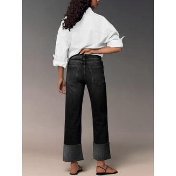 KUNMI Women's Wide Leg Stretchy High Waist Jeans