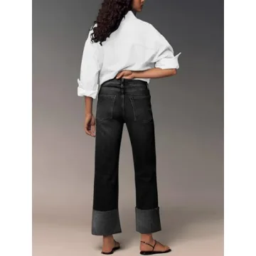 KUNMI Women's Wide Leg Stretchy High Waist Jeans