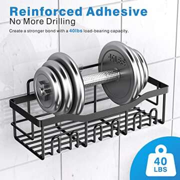 Shower Caddy 5 Pack,Adhesive Shower Organizer for Bathroom Storage&Home Decor&Kitchen,No Drilling,Large Capacity,Rustproof Stainless Steel Bathroom Organizer,Shower Shelves for Inside Shower-Standard