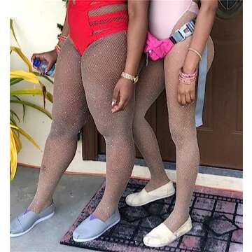 Betteraim Women's Rhinestone Fishnet Tights Sparkle Fishnet Stockings Carnival Glitter Tights