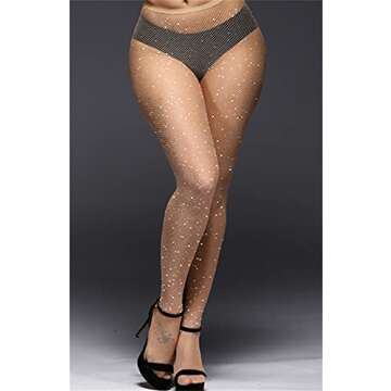 Betteraim Women's Rhinestone Fishnet Tights Sparkle Fishnet Stockings Carnival Glitter Tights