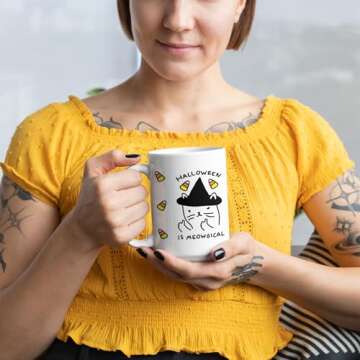 LookHUMAN Halloween Is Meowgical Mug 15oz Ceramic Coffee