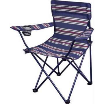 OZARK Trail Youth Folding Chair for All Outdoor Activities Blue w/Stripes