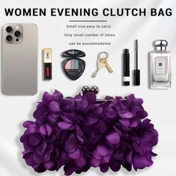 JAMBHALA Women Elegant Evening Purse, Small Floral Clutch Bag with Detachable Chain for Wedding, Par...