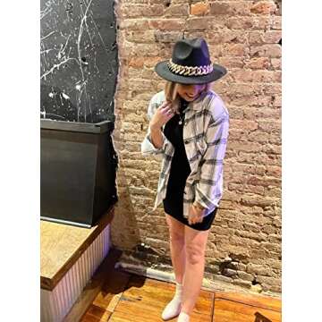 StunShow Women's Cotton Casual Shirt Flannel Comfort Top Two Pocket Long Sleeve Snap Button Shirt White Medium