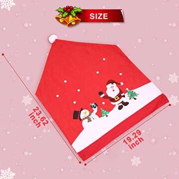 LeaderPro 6PCS Christmas Chair Cover 2PCS Wine Bottle Cover Santa Hat Chair Covers Red Back Decoration Christmas Festive Home Dinner Table Kitchen Party Decor