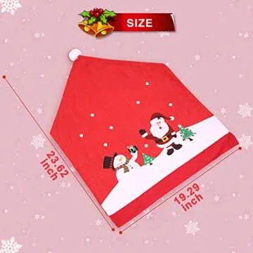 LeaderPro 6PCS Christmas Chair Cover 2PCS Wine Bottle Cover Santa Hat Chair Covers Red Back Decoration Christmas Festive Home Dinner Table Kitchen Party Decor