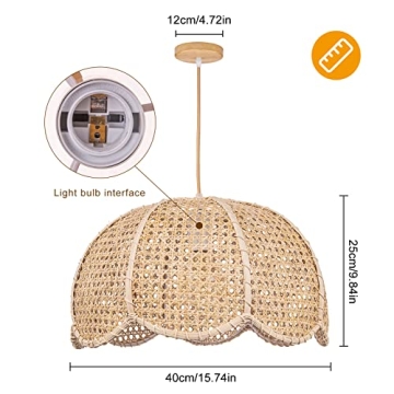 Arturesthome Pendant Lamp - Vintage Rattan Ceiling Light